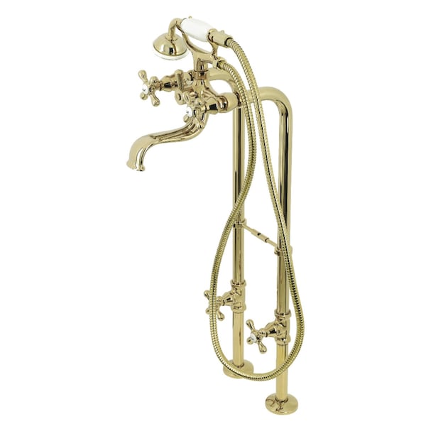 Kingston Brass CCK226K2 Freestanding Clawfoot Tub Faucet Package with Supply Line, Polished Brass CCK226K2 - main